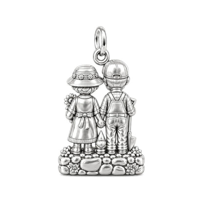 Garden Togetherness Charm Bracelet – Personalized Couple Gift – back of the charm, engraving area