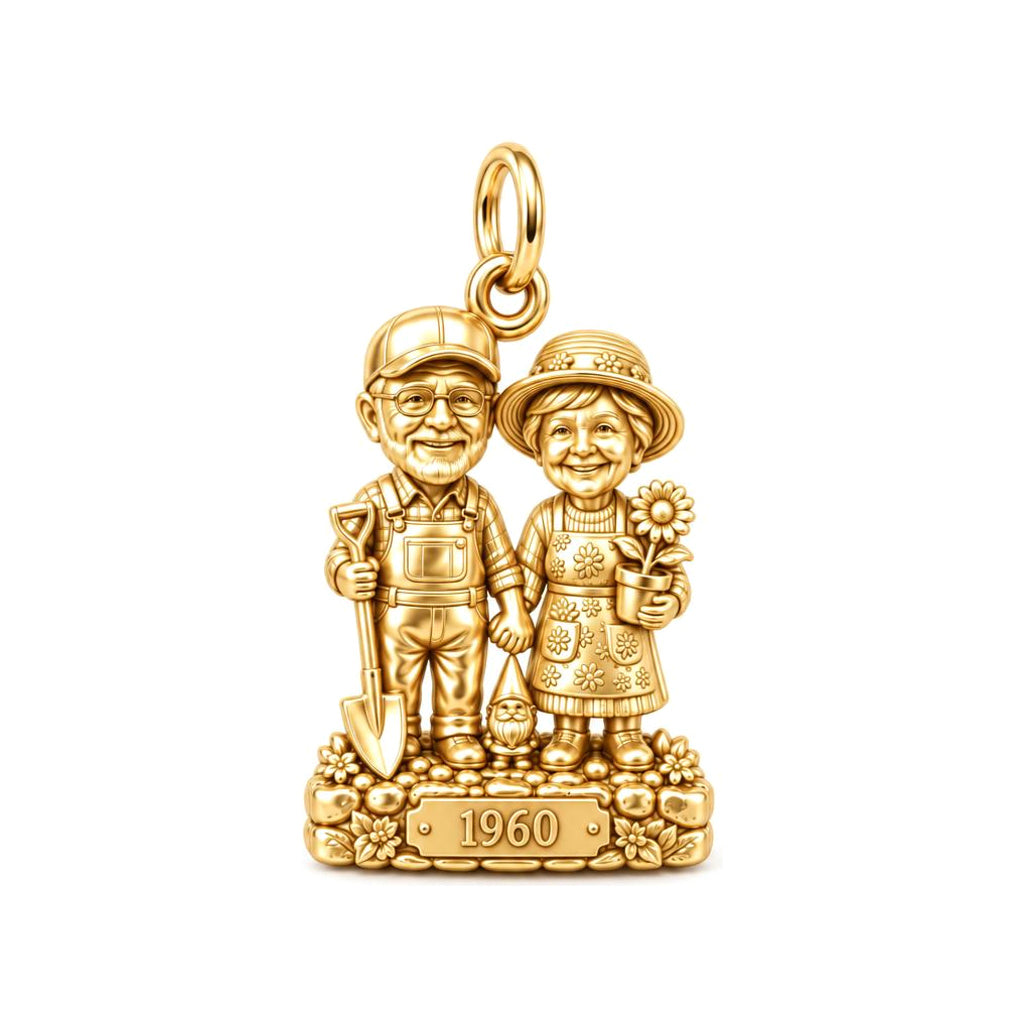Garden Togetherness Charm Bracelet – Personalized Couple Gift – 18K gold plated 3 cm charm, front view