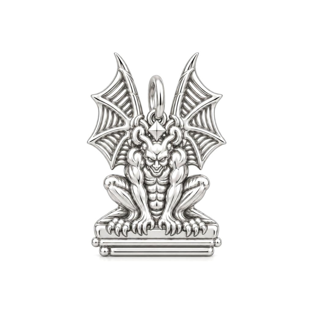 Gargoyle Guardian Charm Bracelet – Personalized Protector Gift – silver charm, front view