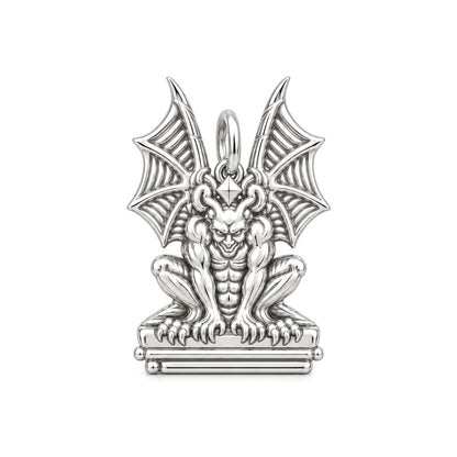Gargoyle Guardian Charm Bracelet – Personalized Protector Gift – silver charm, front view