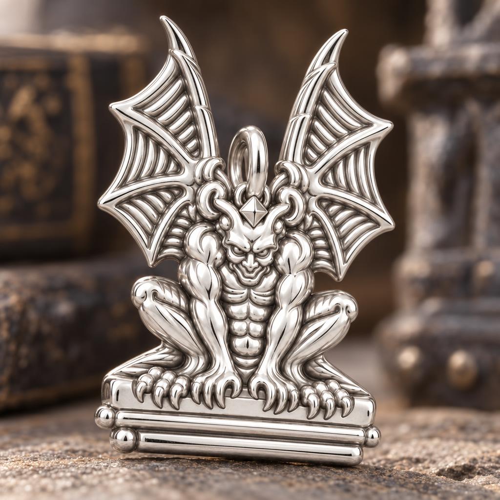 Gargoyle Guardian Charm Bracelet – Personalized Protector Gift – macro detail of the charm