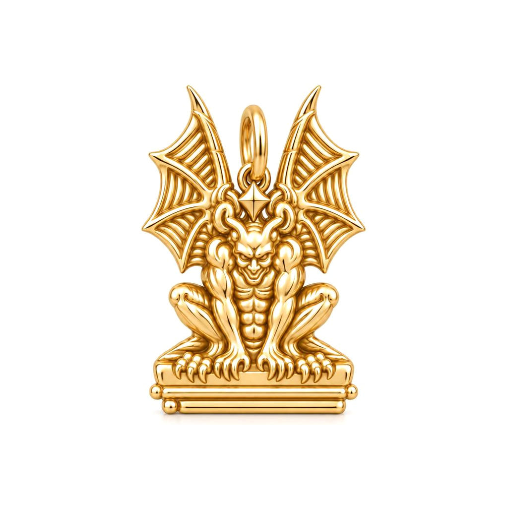 Gargoyle Guardian Charm Bracelet – Personalized Protector Gift – 18K gold charm, front view
