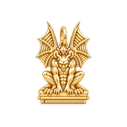 Gargoyle Guardian Charm Bracelet – Personalized Protector Gift – 18K gold charm, front view