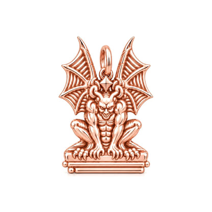 Gargoyle Guardian Charm Bracelet – Personalized Protector Gift – rose gold charm, front view