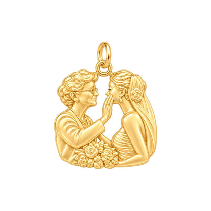 Generational Love Portrait Charm Bracelet – Personalized Mom Gift – 18K gold charm, front view