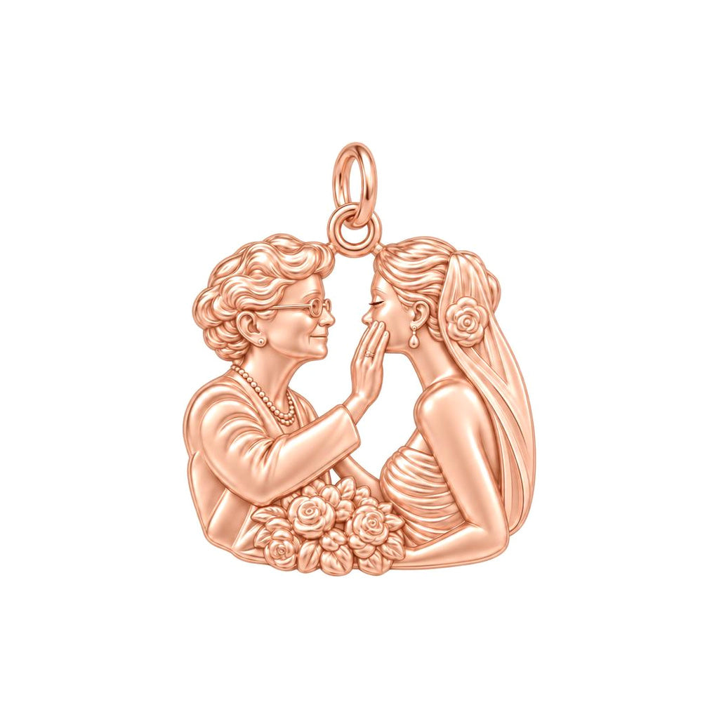 Generational Love Portrait Charm Bracelet – Personalized Mom Gift – rose gold charm, front view