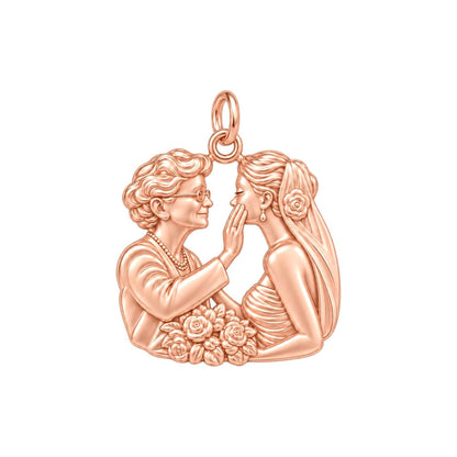 Generational Love Portrait Charm Bracelet – Personalized Mom Gift – rose gold charm, front view