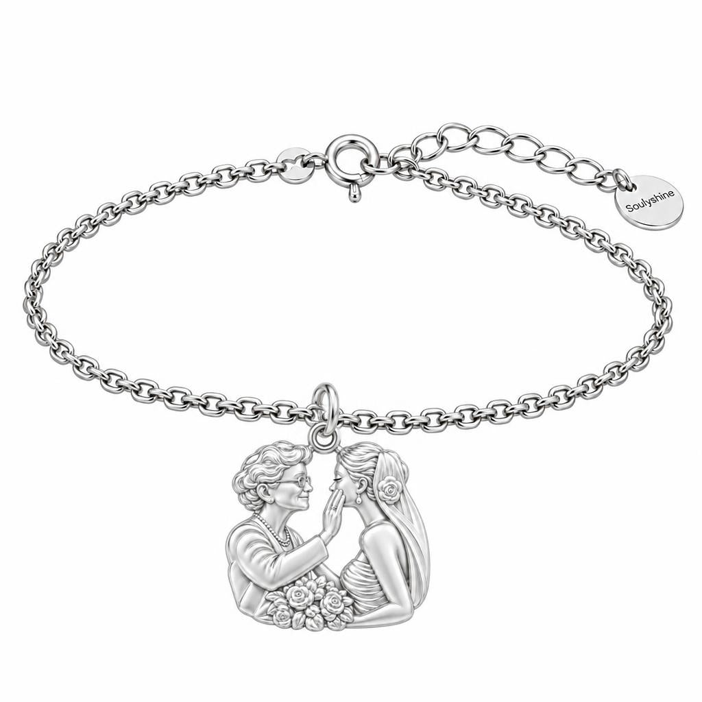 Generational Love Portrait Charm Bracelet Set – silver, front view