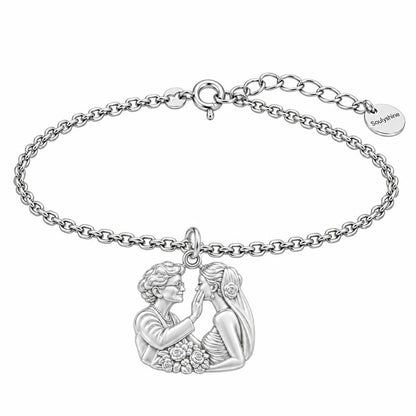 Generational Love Portrait Charm Bracelet Set – silver, front view