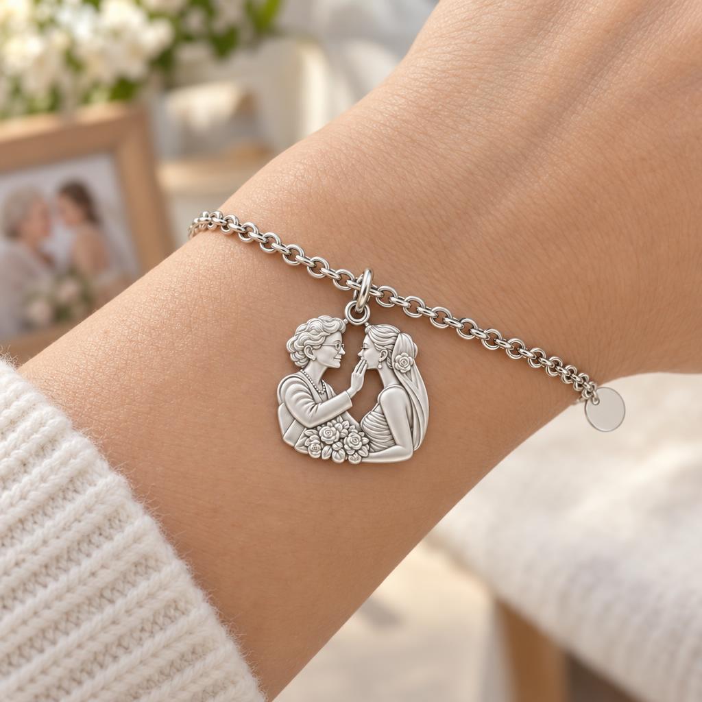 Generational Love Portrait Charm Bracelet Set – worn / in use