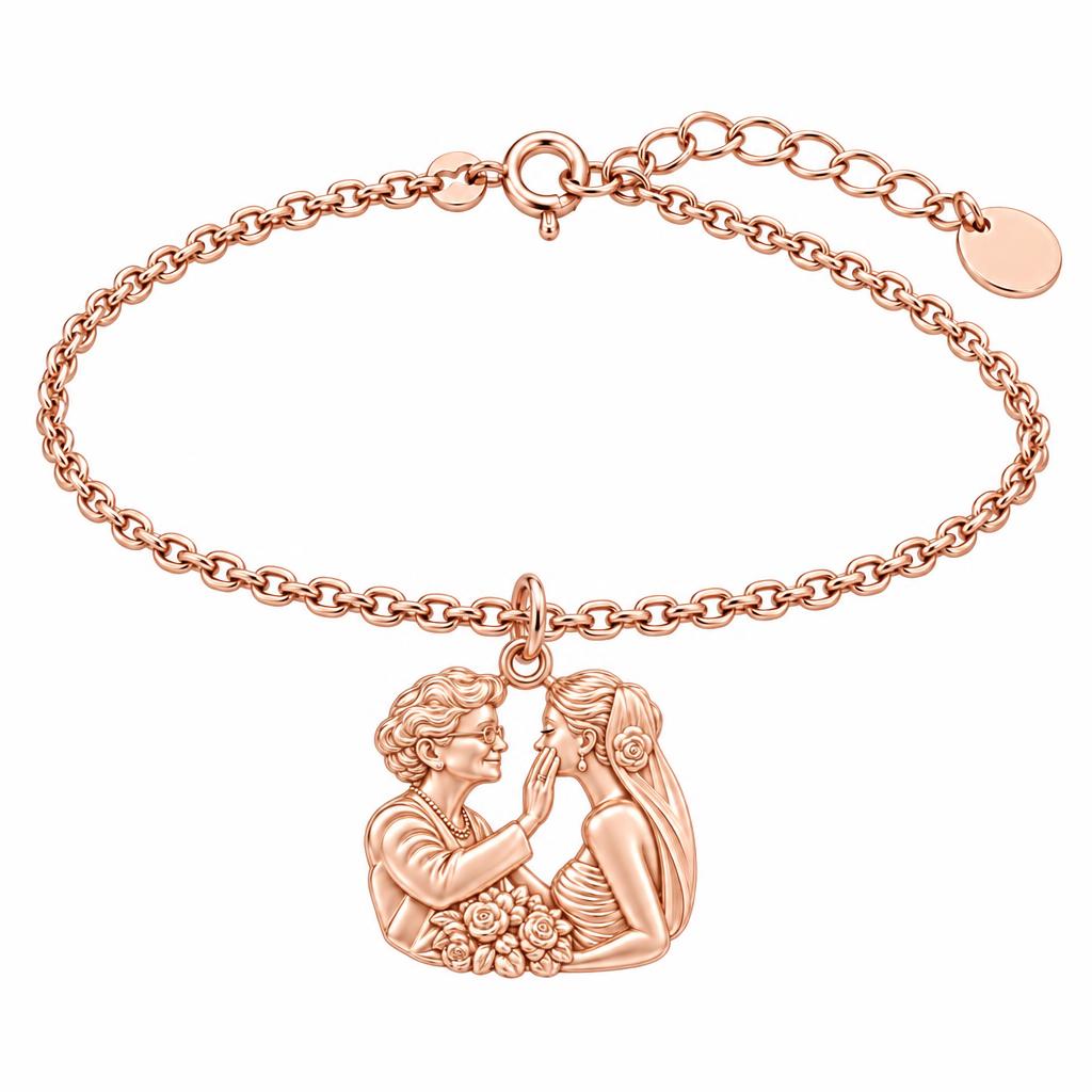 Generational Love Portrait Charm Bracelet Set – rose gold, front view