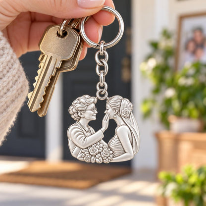 Generational Love Portrait Charm Keychain – worn / in use