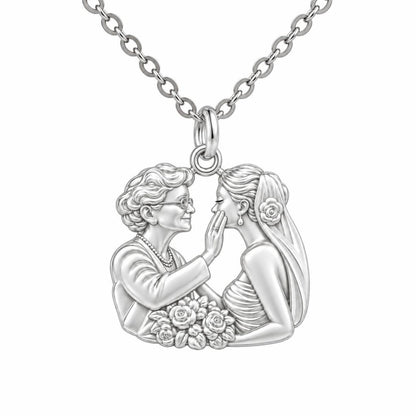 Generational Love Portrait Charm Necklace Set – silver, front view