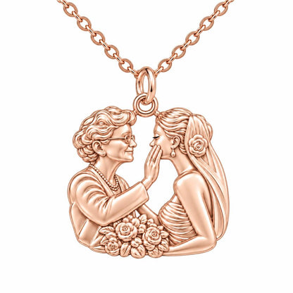 Generational Love Portrait Charm Necklace Set – rose gold, front view