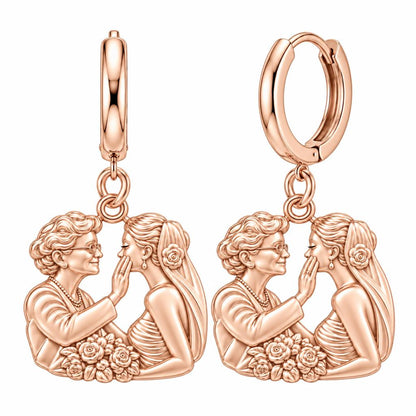 Generational Love Portrait Huggie Charm Earrings – rose gold, front view