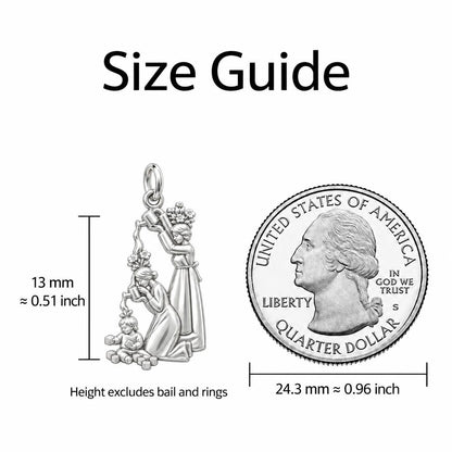 Generational Nurture Charm Bracelet – Personalized Mom Gift – size guide, 13 mm charm next to a quarter