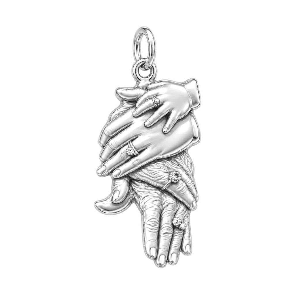 Generations Held Together Charm Bracelet – Personalized Mom Gift – silver charm, front view
