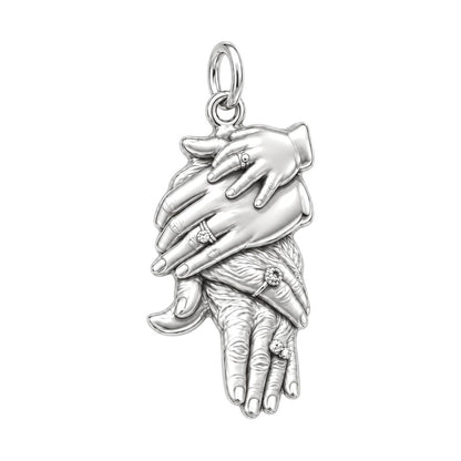 Generations Held Together Charm Bracelet – Personalized Mom Gift – silver charm, front view