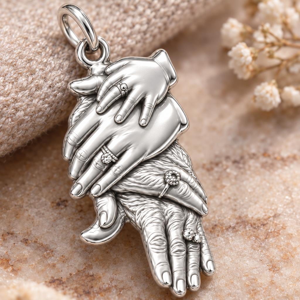 Generations Held Together Charm Bracelet – Personalized Mom Gift – macro detail of the charm