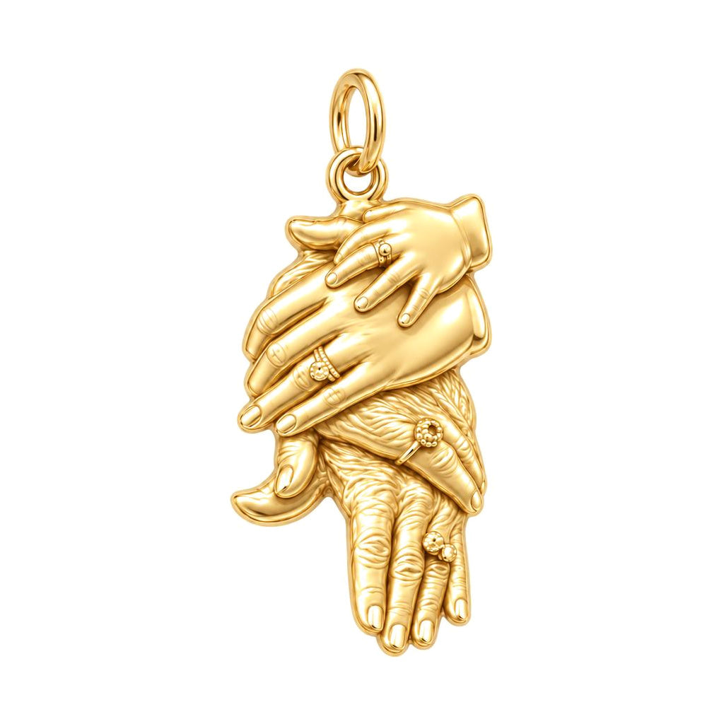 Generations Held Together Charm Bracelet – Personalized Mom Gift – 18K gold charm, front view