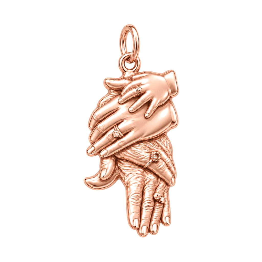 Generations Held Together Charm Bracelet – Personalized Mom Gift – rose gold charm, front view