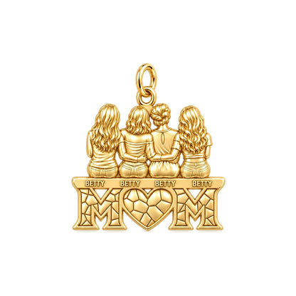 Generations of Love Charm Bracelet – Personalized Mom Gift – 18K gold plated 3 cm charm, front view