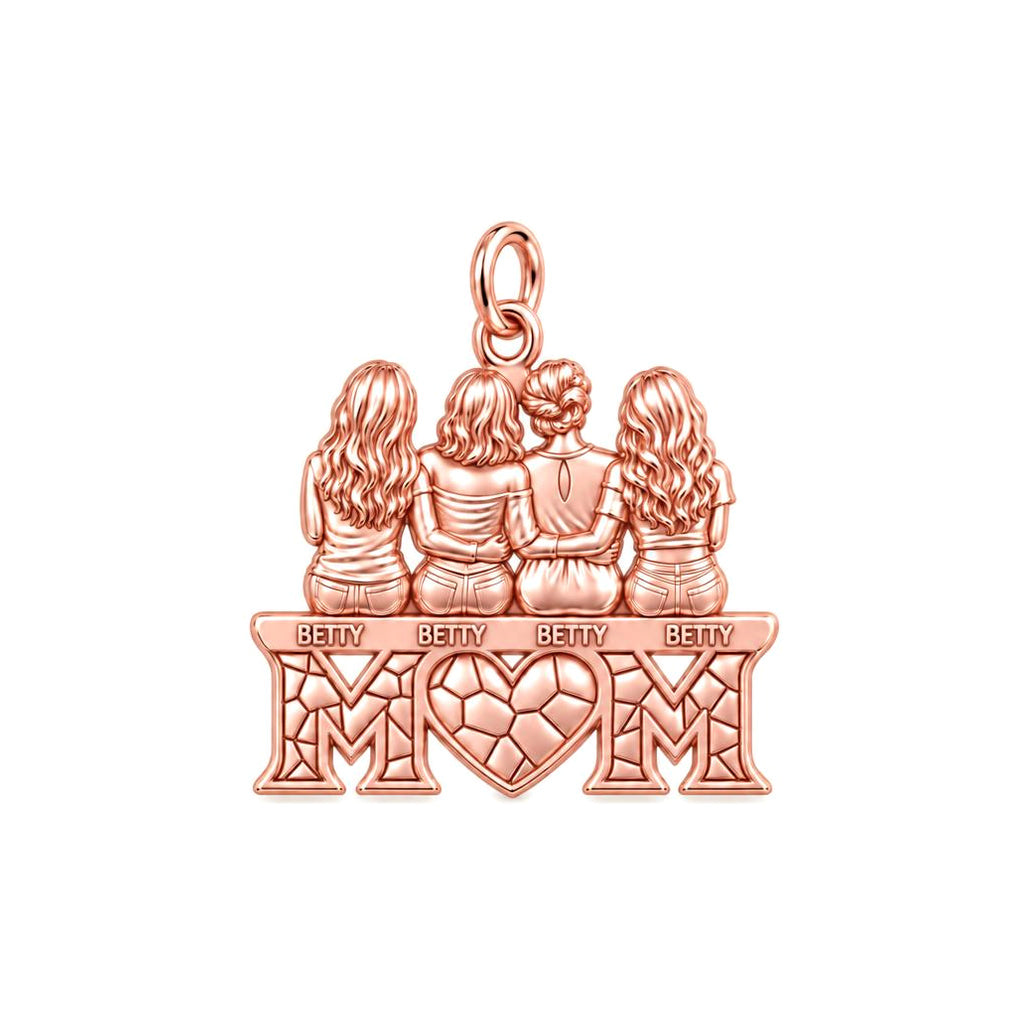 Generations of Love Charm Bracelet – Personalized Mom Gift – rose gold 3 cm charm, front view