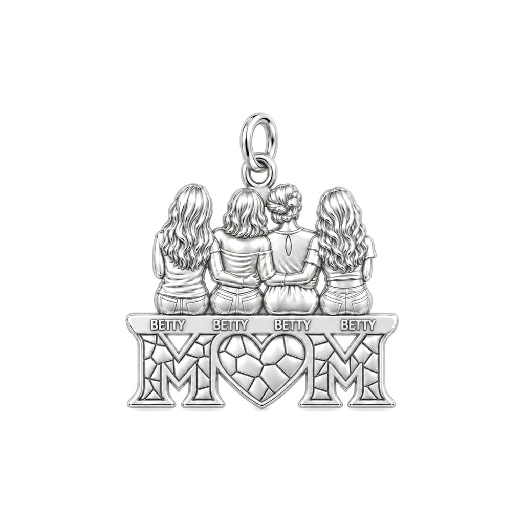Generations of Love Charm Bracelet – Personalized Mom Gift – silver plated 3 cm charm, front view