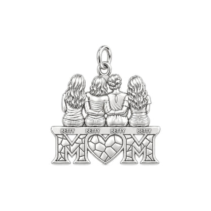 Generations of Love Charm Bracelet – Personalized Mom Gift – silver plated 3 cm charm, front view