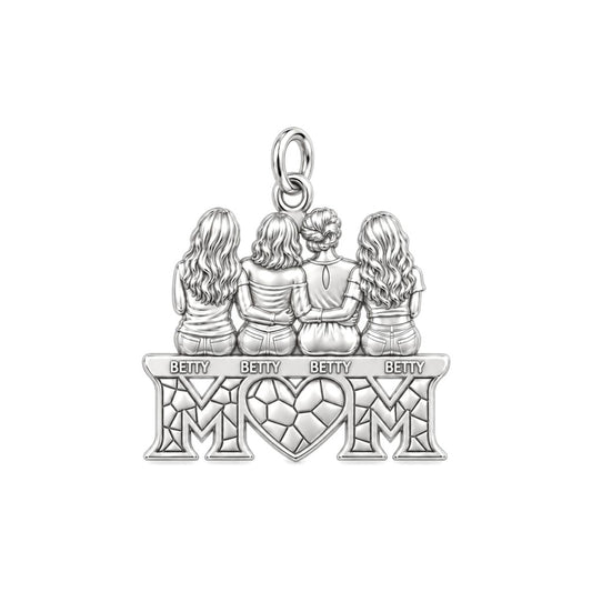 Generations of Love Charm Bracelet – Personalized Mom Gift – silver plated 3 cm charm, front view