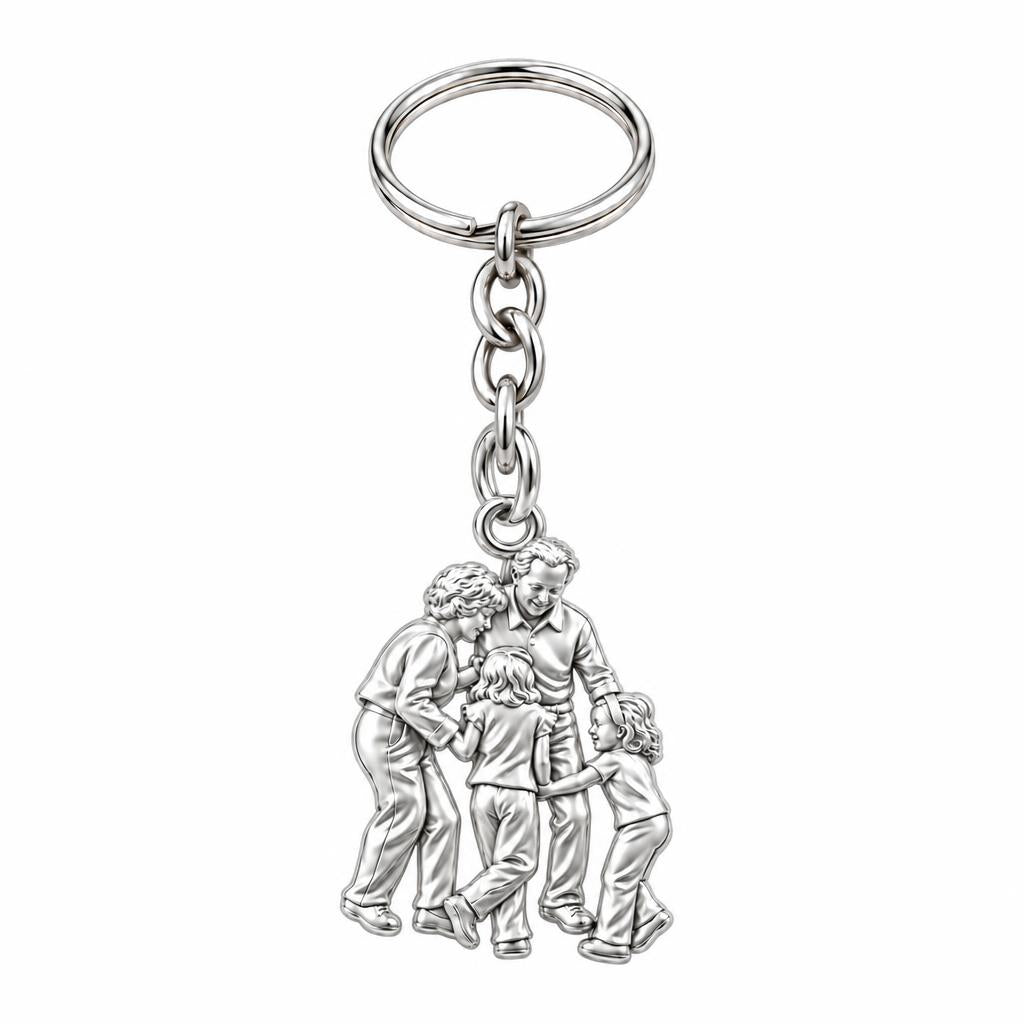 Generations of Love Charm Keychain – silver, front view