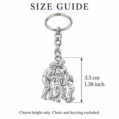 Generations of Love Charm Keychain – size guide, 3.5 cm (1.38 in) charm, chain and keyring excluded