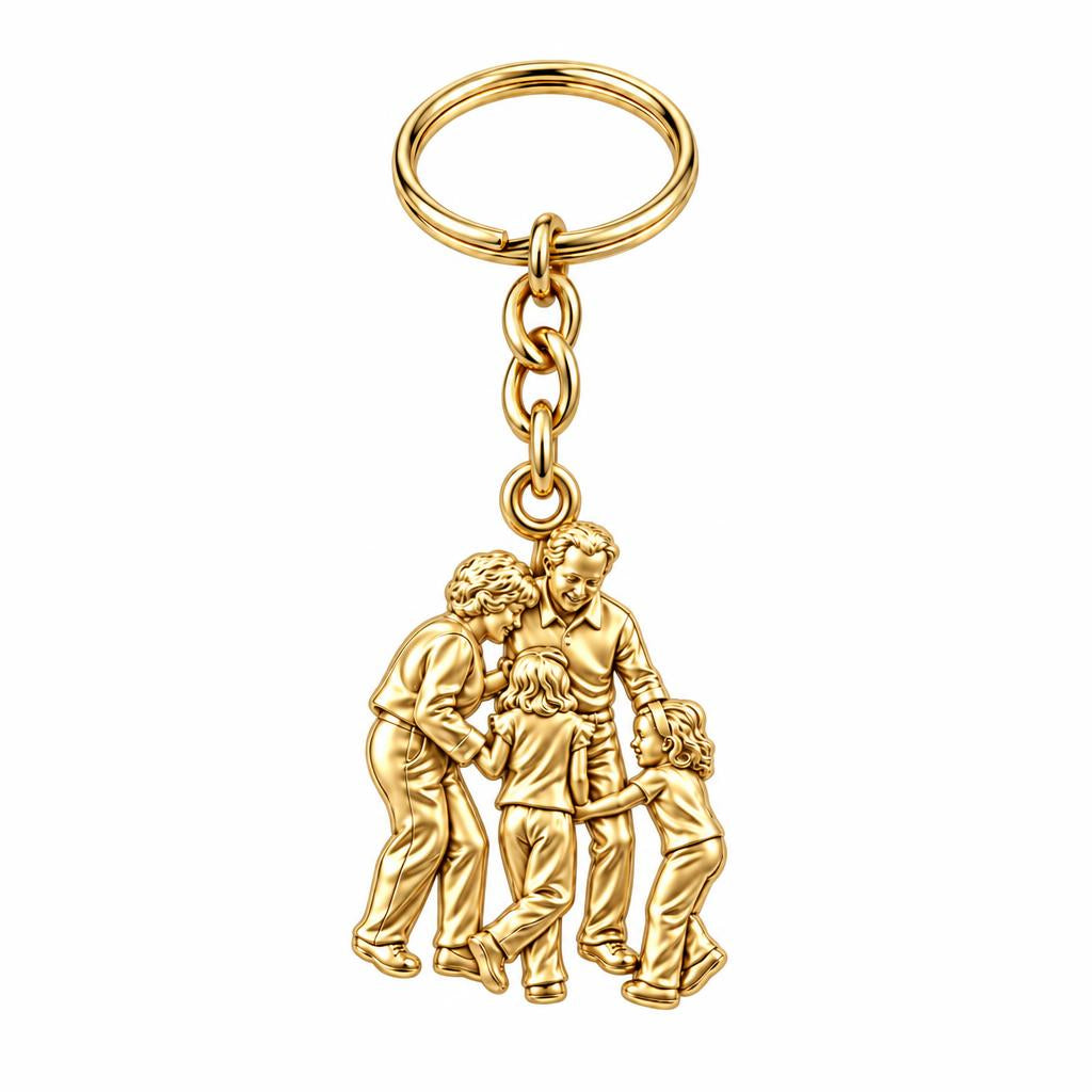 Generations of Love Charm Keychain – 18K gold, front view