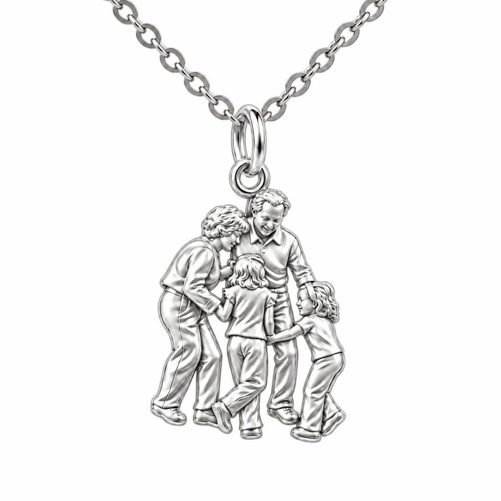 Generations of Love Charm Necklace Set – silver, front view