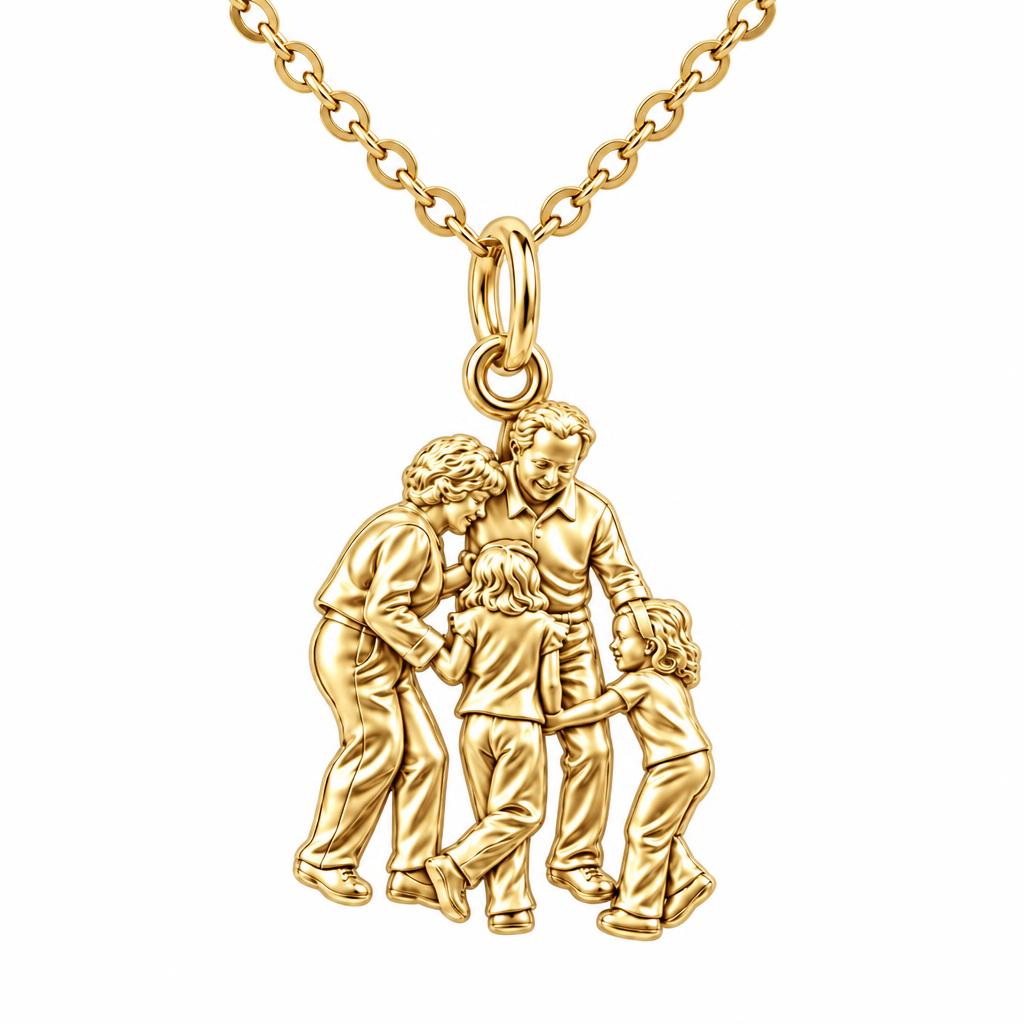 Generations of Love Charm Necklace Set – 18K gold, front view