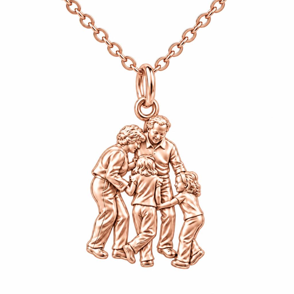Generations of Love Charm Necklace Set – rose gold, front view