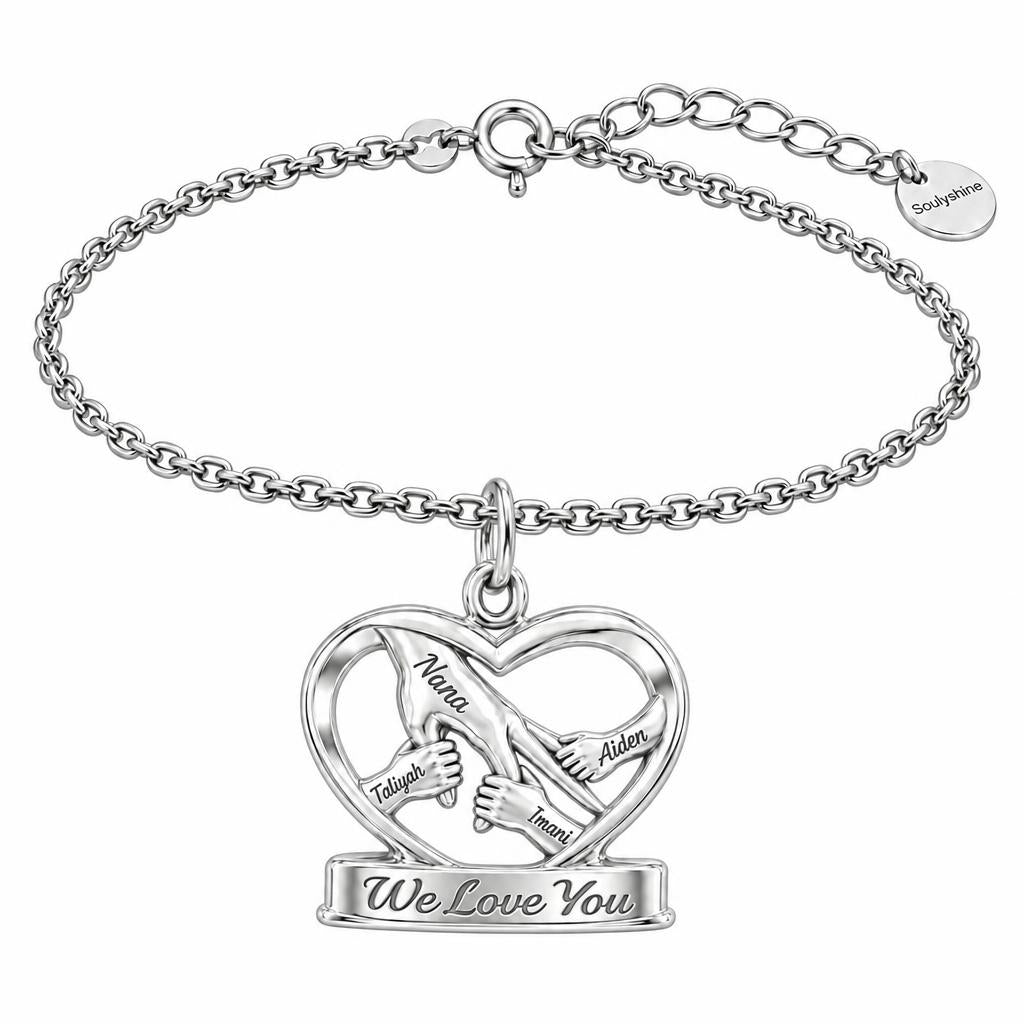 Generations of Love Heart Charm Bracelet Set – silver, front view