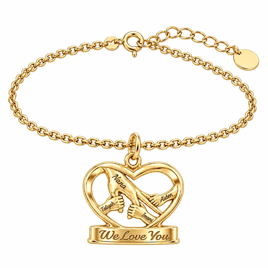 Generations of Love Heart Charm Bracelet Set – 18K gold, front view