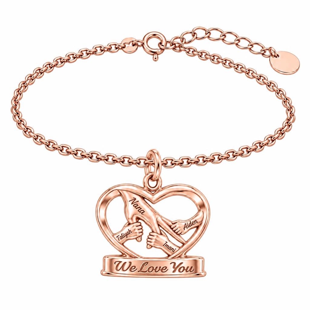 Generations of Love Heart Charm Bracelet Set – rose gold, front view