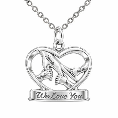 Generations of Love Heart Charm Necklace Set – silver, front view