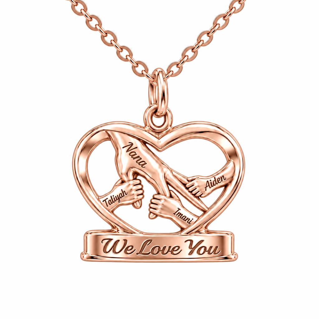 Generations of Love Heart Charm Necklace Set – rose gold, front view