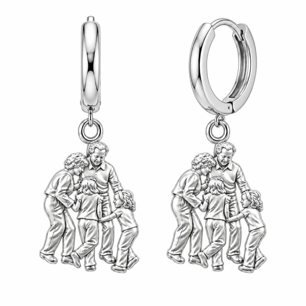 Generations of Love Huggie Charm Earrings – silver, front view