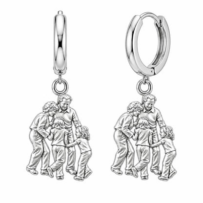 Generations of Love Huggie Charm Earrings – silver, front view