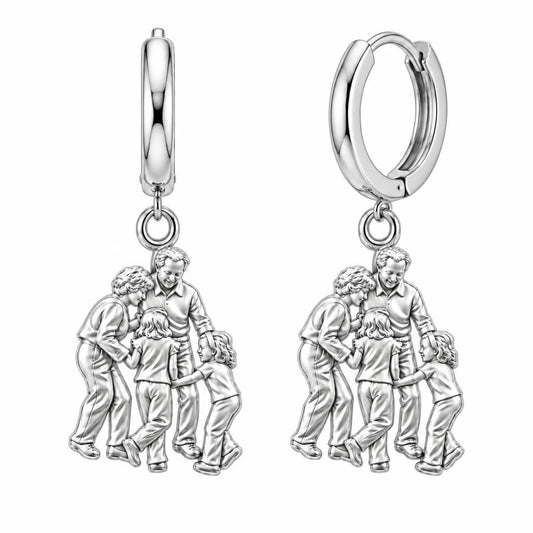 Generations of Love Huggie Charm Earrings – silver, front view