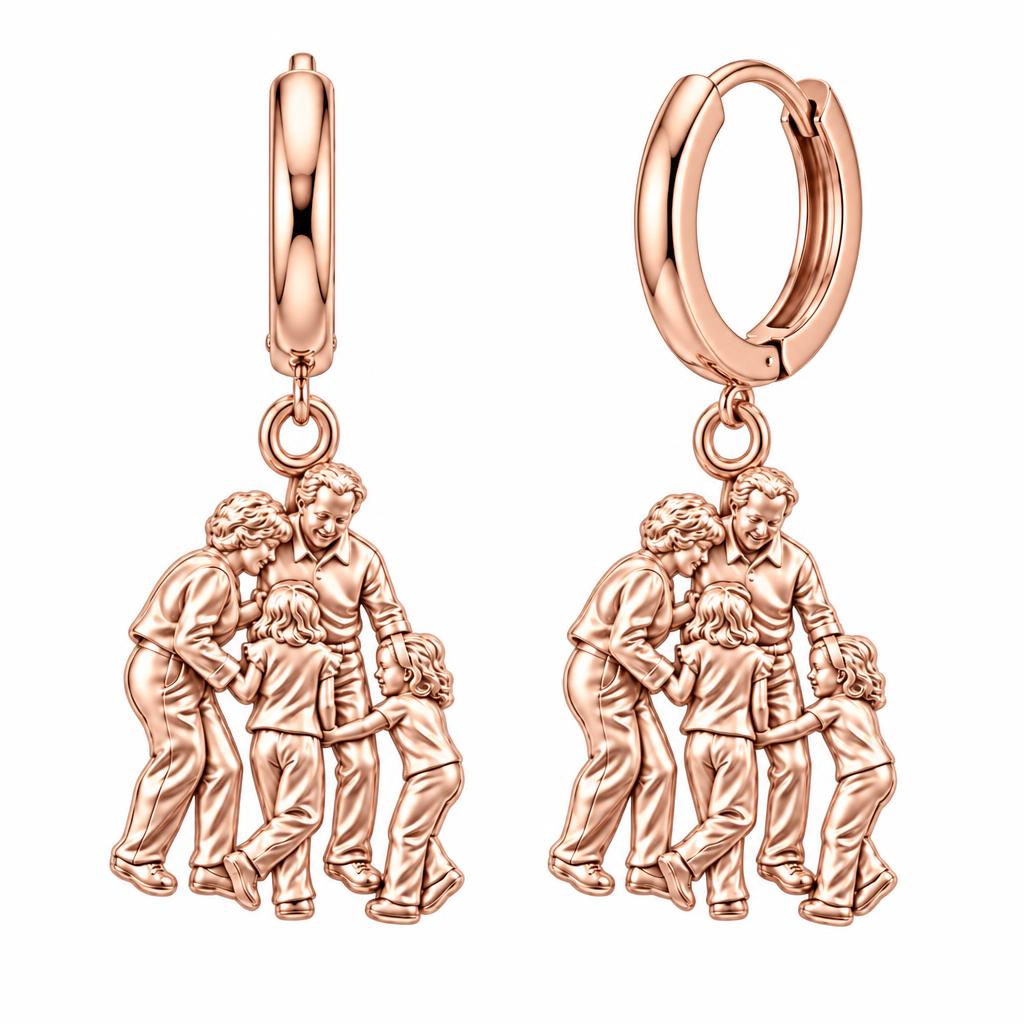 Generations of Love Huggie Charm Earrings – rose gold, front view