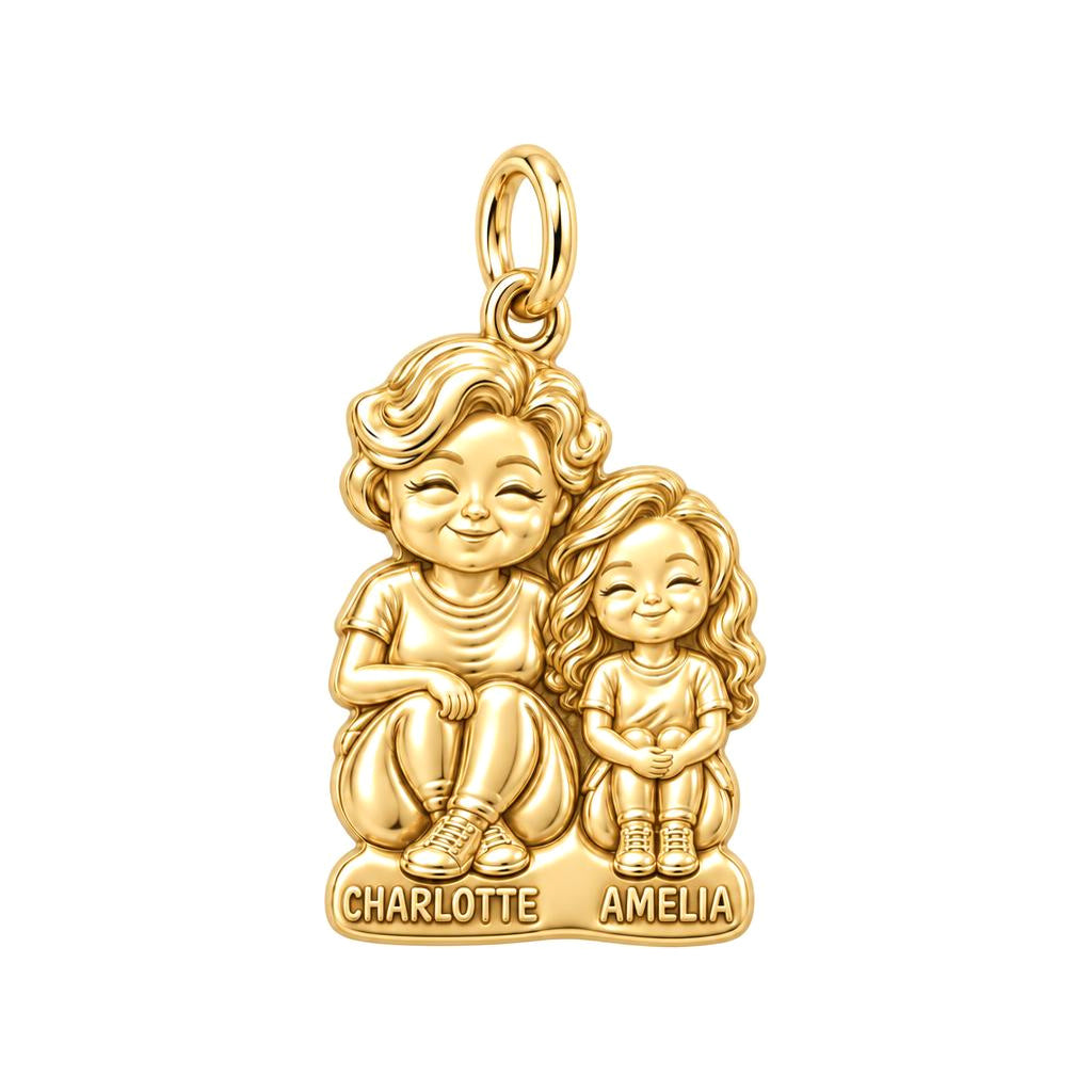 Generations Together Charm Bracelet – Personalized Nana Gift – 18K gold plated 2 cm charm, front view