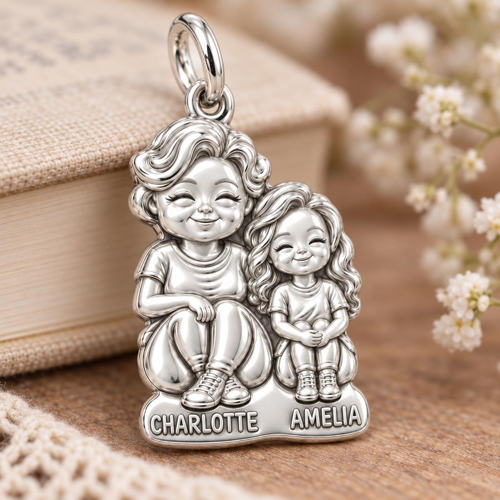 Generations Together Charm Bracelet – Personalized Nana Gift – macro detail of the charm