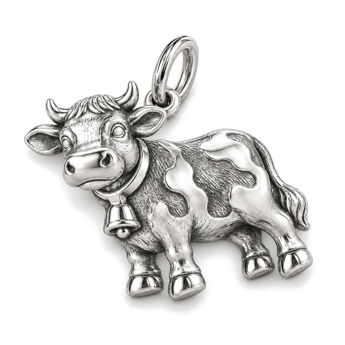Gentle Dairy Cow Charm — Silver Super Macro | charm-topics-remaining-444-2026-09-14 | topic-292