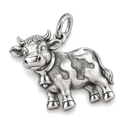 Gentle Dairy Cow Charm — Silver Super Macro | charm-topics-remaining-444-2026-09-14 | topic-292