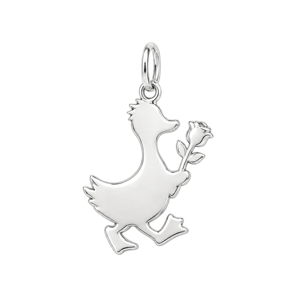 Gentle Duckling with Rose Charm Bracelet – Personalized Mom Gift – back of the charm, engraving area